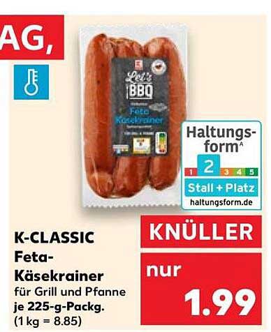 K-CLASSIC Feta-Käsekreiner für Grill und Pfanne je 225-g-Packg. (1 kg = 8.85)