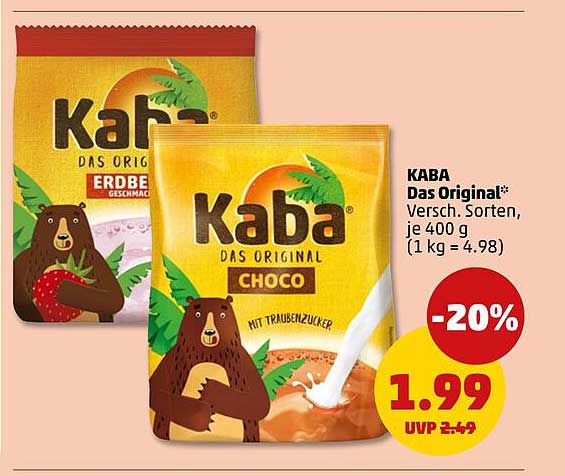 KABA Das Original* Versch. Sorten, je 400 g (1 kg = 4.98)