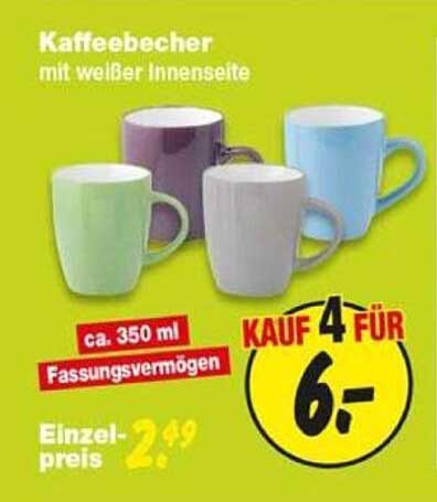 Kaffeebecher mit weißer Innenseite