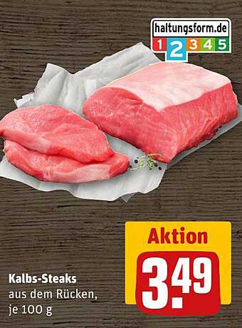 Kalbs-Steaks aus dem Rücken, je 100 g