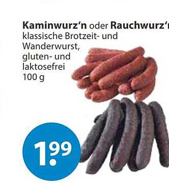 Kaminwurz’n oder Rauchwurz’n klassische Brotzeit- und Wanderwurst, gluten- und laktosefrei 100 g