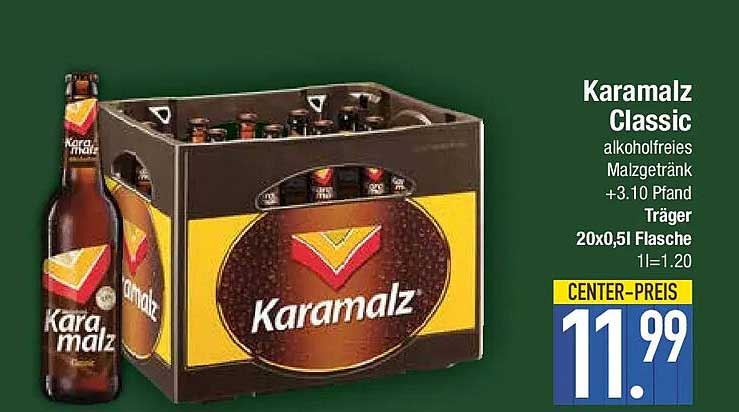 Karamalz Classic alkoholfreies Malzgetränk +3.10 Pfand Träger 20x0,5l Flasche 1l=1.20