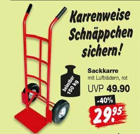 Karrenweise Schnäppchen sichern! Sackkarre mit Lufträdern, rot