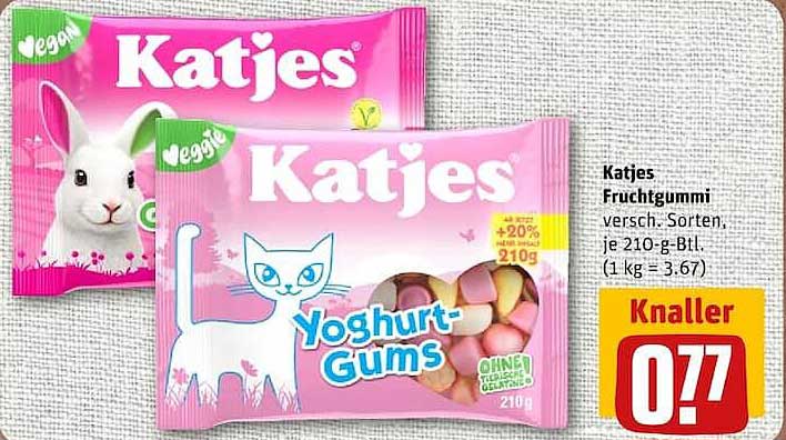 Katjes Fruchtgummi versch. Sorten, je 210-g-Beutel