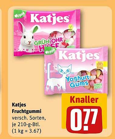 Katjes Fruchtgummi versch. Sorten, je 210-g-Btl. (1 kg = 3.67)