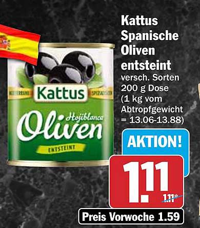 Kattus Spanische Oliven entsteint