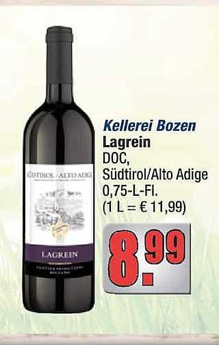 Kellerei Bozen Lagrein DOC, Südtirol/Alto Adige 0,75-L-Fl. (1 L = € 11,99)