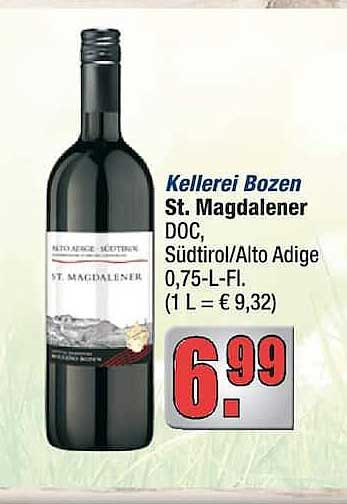 Kellerei Bozen St. Magdalener DOC, Südtirol/Alto Adige 0,75-L-Fl. (1 L = € 9,32)