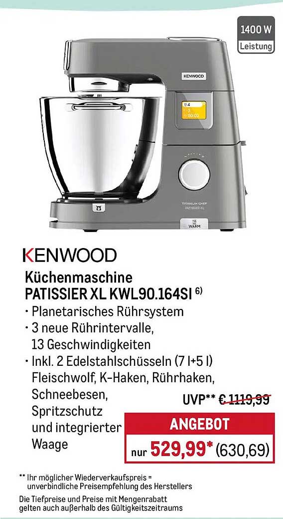 KENWOOD Küchenmaschine PATISSIER XL KWL90.164SI