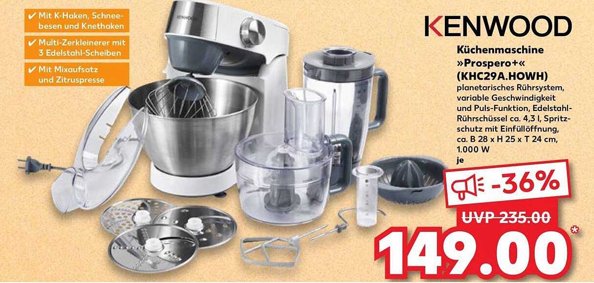 KENWOOD Küchenmaschine »Prospero+« (KHC29A0WH)