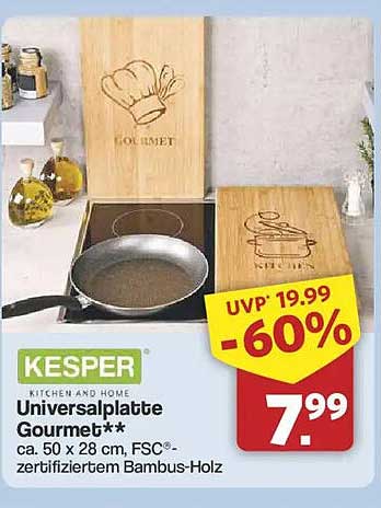 KESPER KITCHEN AND HOME Universalplatte Gourmet** ca. 50 x 28 cm, FSC®-zertifiziertem Bambus-Holz