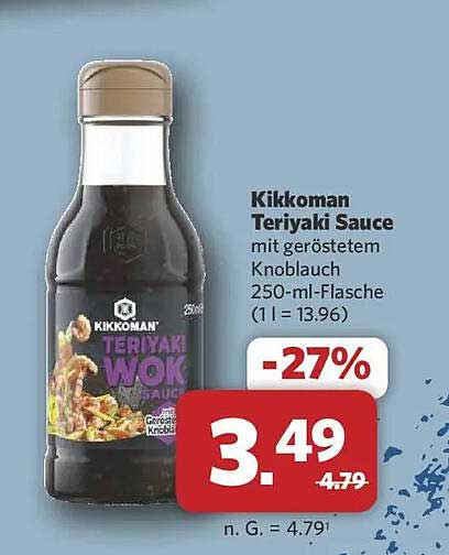 Kikkoman Teriyaki Sauce mit geröstetem Knoblauch 250-ml-Flasche