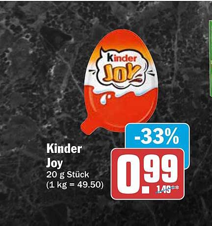 Kinder Joy 20 g Stück (1 kg = 49.50)