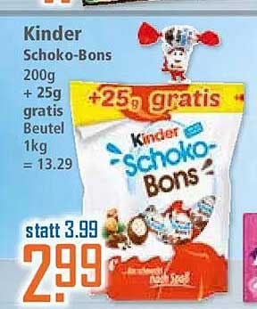 Kinder Schoko-Bons 200g + 25g gratis Beutel 1kg