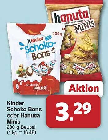 Kinder Schoko Bons oder Hanuta Minis