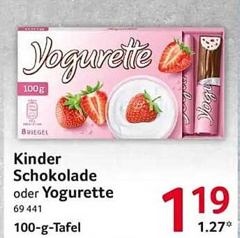 Kinder Schokolade oder Yogurette 100-g-Tafel