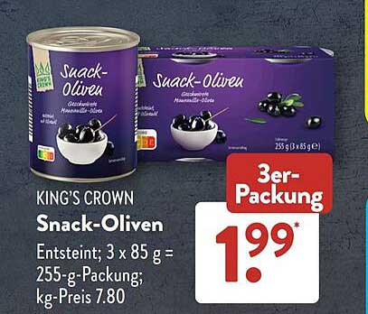 KING'S CROWN Snack-Oliven