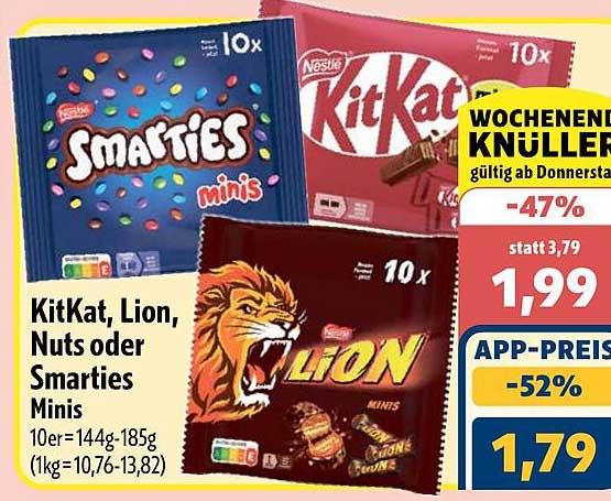 KitKat, Lion, Nuts oder Smarties Minis