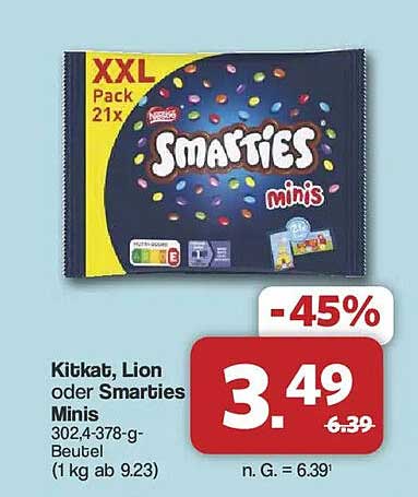 Kitkat, Lion oder Smarties Minis