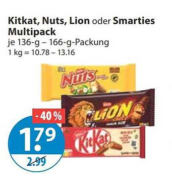 Kitkat, Nuts, Lion oder Smarties Multipack