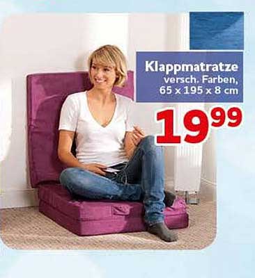Klappmatratze versch. Farben, 65 x 195 x 8 cm