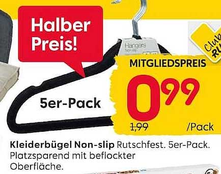 Kleiderbügel Non-slip Rutschfest. 5er-Pack. Platzsparend mit beflockter Oberfläche.