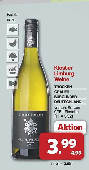 Kloster Limburg Weine TROCKEN GRAUER BURGUNDER DEUTSCHLAND versch. Sorten 0,75-l-Flasche