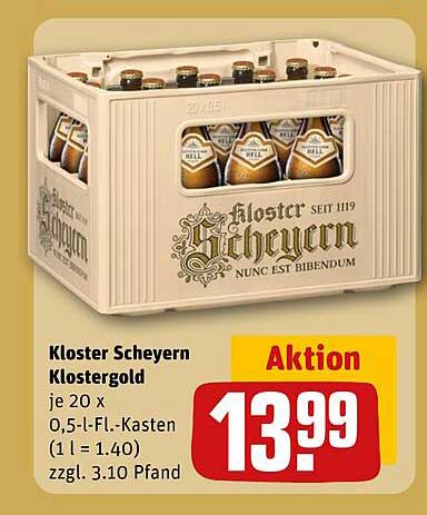Kloster Scheyern Klostergold je 20 x 0,5-l-Fl.-Kasten (1 l = 1.40) zzgl. 3.10 Pfand