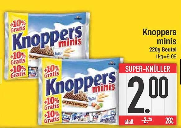 Knoppers minis 220g Beutel 1kg=9.09