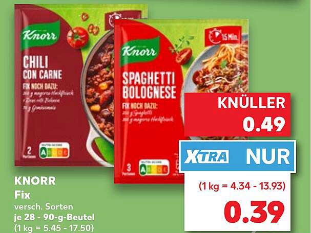 KNORR Fix versch. Sorten je 28 - 90-g-Beutel (1 kg = 5.45 - 17.50)