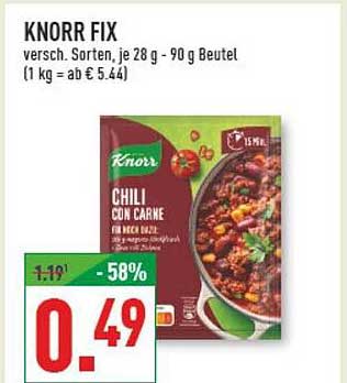KNORR FIX versch. Sorten, je 28 g - 90 g Beutel (1 kg = ab € 5.44)