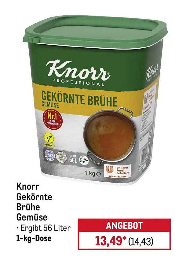 Knorr Gekörnte Brühe Gemüse · Ergibt 56 Liter 1-kg-Dose