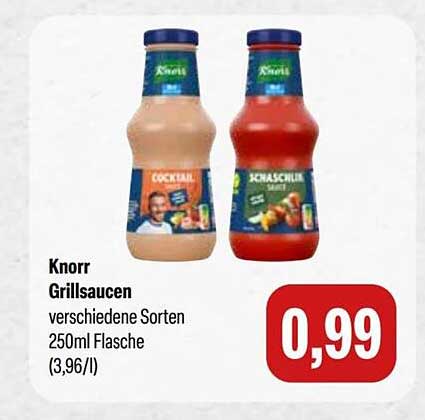 Knorr Grillsaucen verschiedene Sorten 250ml Flasche (3,96/l)