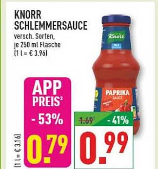 KNORR SCHLEMMERSAUCE versch. Sorten, je 750 ml Flasche (1 l = € 3.96)