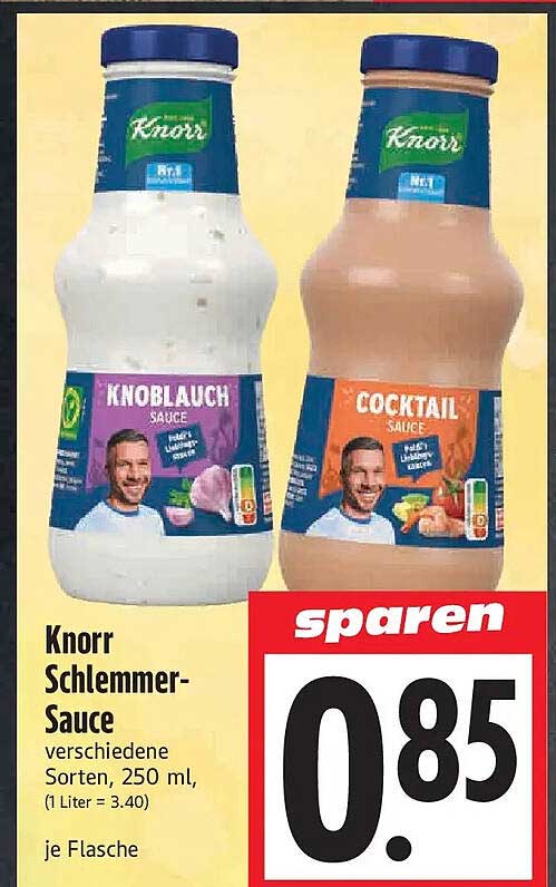 Knorr Schlemmersauce verschiedene Sorten, 250 ml, (1 Liter = 3.40), je Flasche