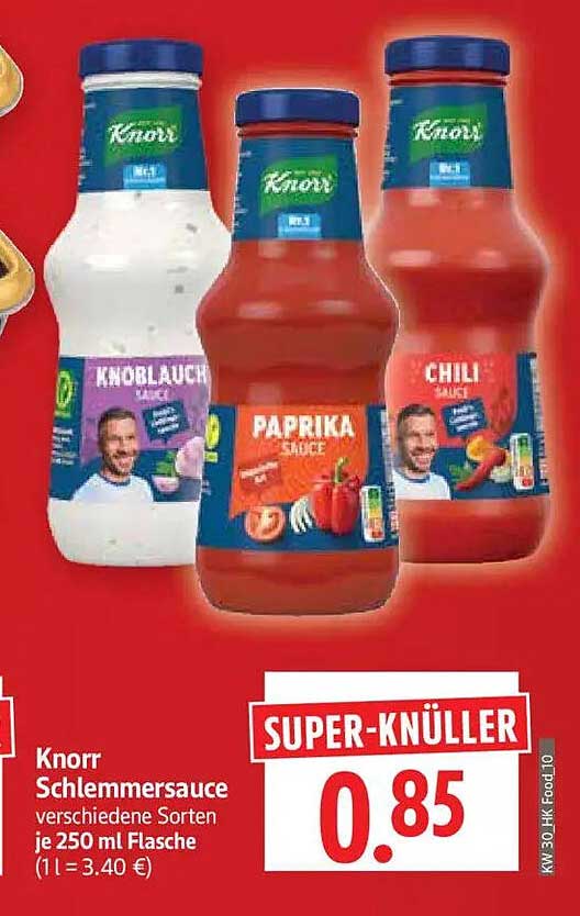 Knorr Schlemmersauce verschiedene Sorten je 250 ml Flasche (1 l = 3.40 €)