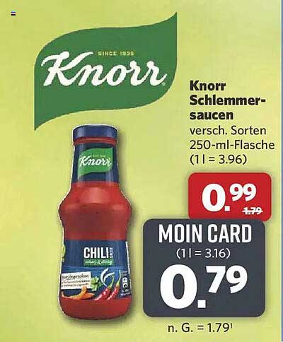 Knorr Schlemmersaucen versch. Sorten 250-ml-Flasche (1 l = 3.96)