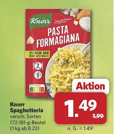 Knorr Spaghetteria versch. Sorten 172-181-g-Beutel (1 kg ab 8.23)