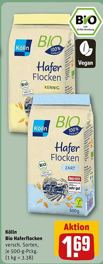 Kölln Bio Haferflocken versch. Sorten, je 500-g-Pckg.