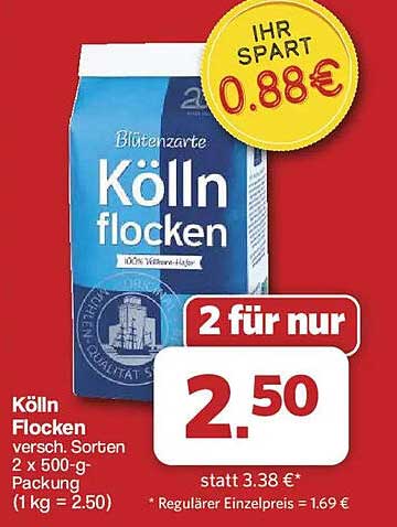 Kölln Flocken versch. Sorten 2 x 500-g-Packung (1 kg = 2.50)
