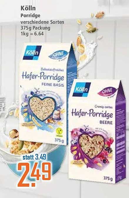 Kölln Porridge verschiedene Sorten 375g Packung 1kg = 6.64