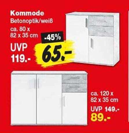 Kommode Betonoptik/weiß ca. 80 x 82 x 35 cm