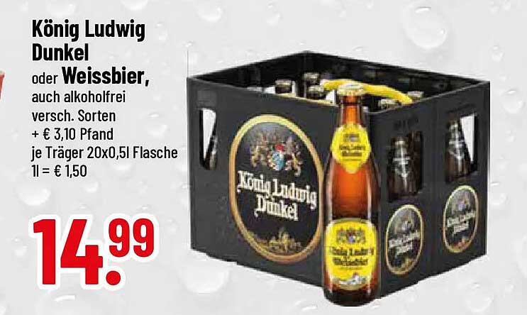 König Ludwig Dunkel oder Weissbier, auch alkoholfrei versch. Sorten