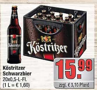 Köstritzer Schwarzbier 20x0,5-L-Fl. (1 L = € 1,60)