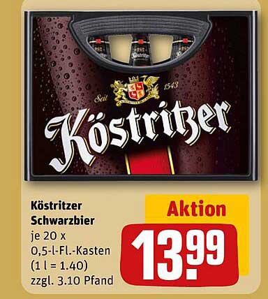 Köstritzer Schwarzbier je 20 x 0,5-l-Fl.-Kasten (1 l = 1.40) zzgl. 3.10 Pfand