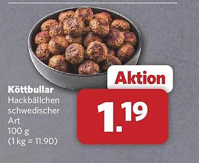 Köttbullar Hackbällchen schwedischer Art 100 g (1 kg = 11,90) Aktion