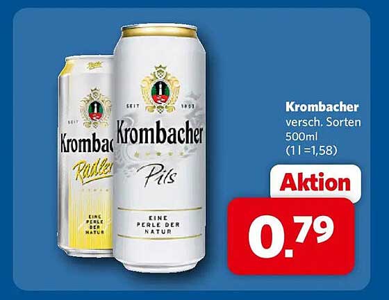 Krombacher versch. Sorten 500ml (1l =1,58)