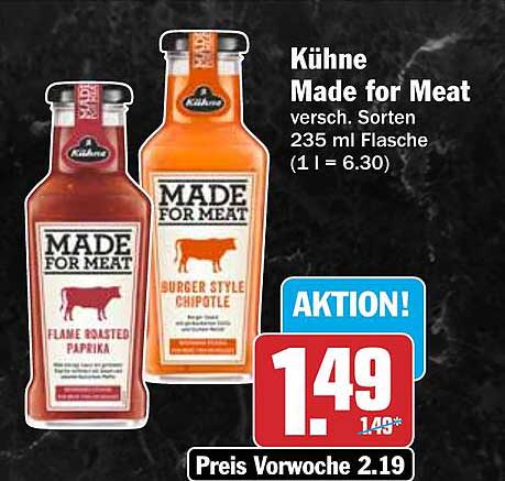 Kühne Made for Meat versch. Sorten 235 ml Flasche (1 l = 6.30)