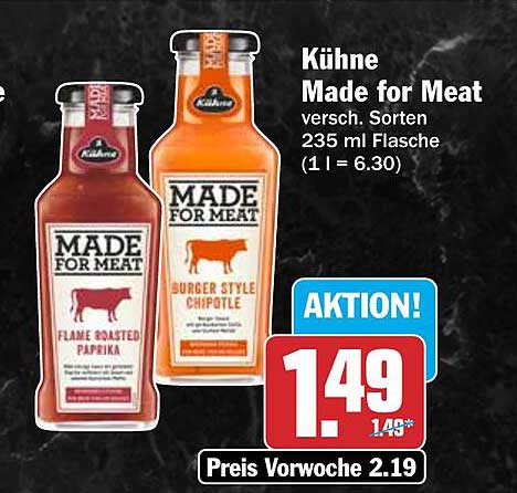 Kühne Made for Meat versch. Sorten 235 ml Flasche (1 l = 6.30)