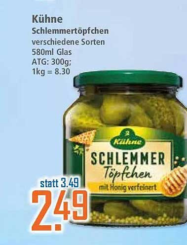 Kühne Schlemmertöpfchen verschiedene Sorten 580ml Glas ATG: 300g; 1kg = 8.30